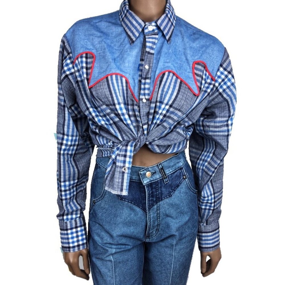 vintage western plaid button up shirt